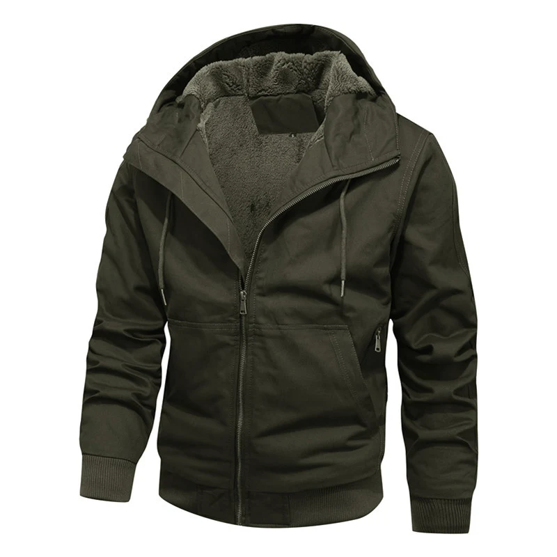 Herren Kapuzenjacke mit Sherpa-Futter und Canvas-Außenmaterial Nord Taschen