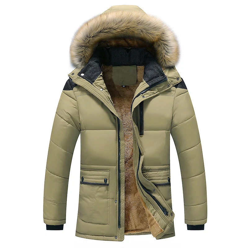 Herren Urbaner Kälteblocker-Parka mit dichter Teddy-Innenfütterung und abnehmbarer Kunstfellkapuze Nord Taschen