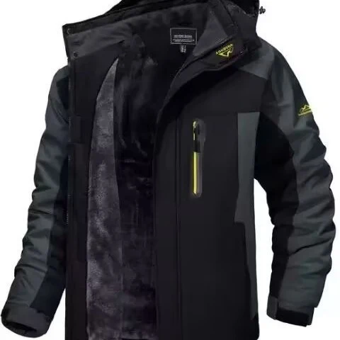 Herren Trekkingparka mit warmem Teddyfutter, abnehmbarer Kapuze und wasserdichter Softshell-Außenschicht Nord Taschen