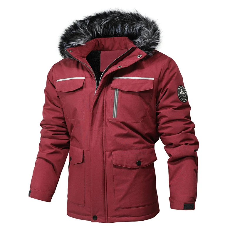 Herren Thermo-Parka mit Kunstfellkapuze und wasserabweisender Isolierung Nord Taschen