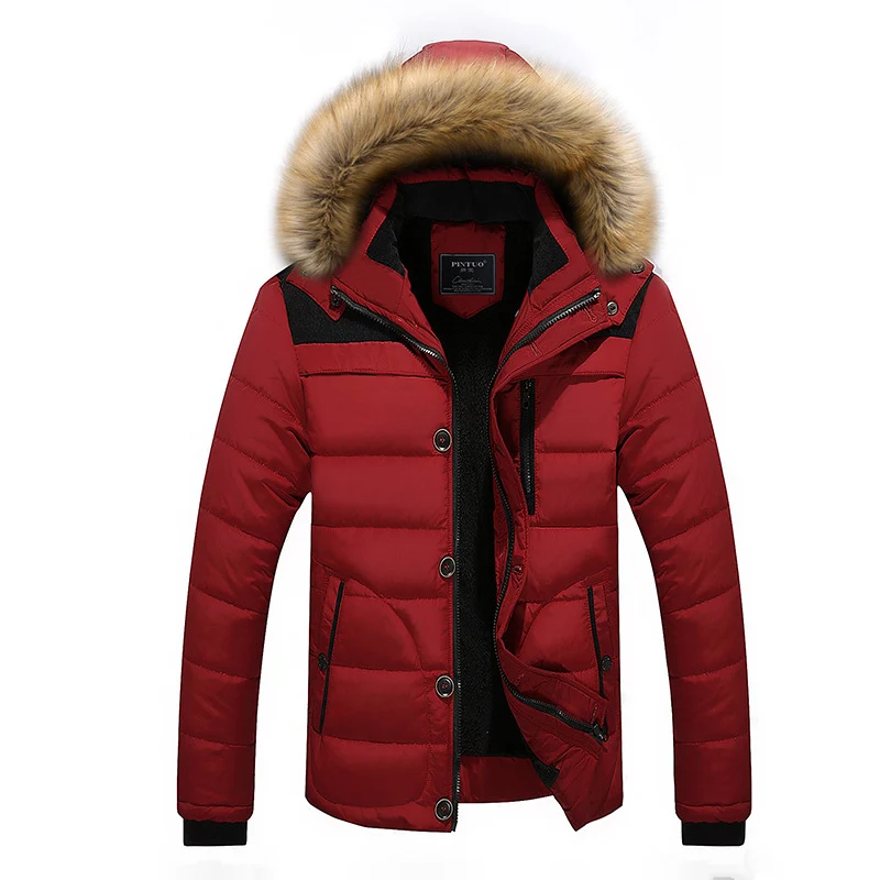 Herren Thermisch gefütterte Steppjacke mit abnehmbarer Kunstfellkapuze und Mehrfachtaschen Nord Taschen