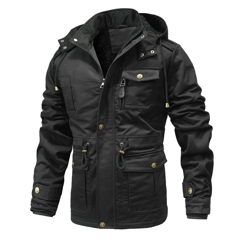 Herren Thermisch gefütterte Parka-Jacke mit Teddyfutter, Kapuze und Multifunktionstaschen Nord Taschen