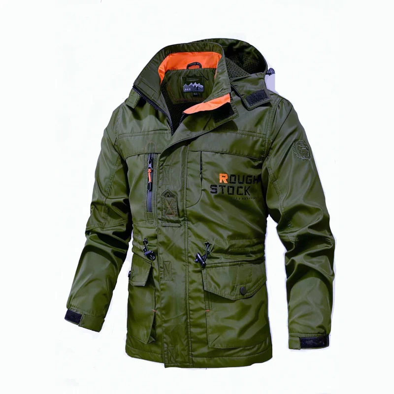 Herren Technische Fieldjacke mit Kapuze, Multifunktionstaschen und verstellbarem Taillenzug Nord Taschen