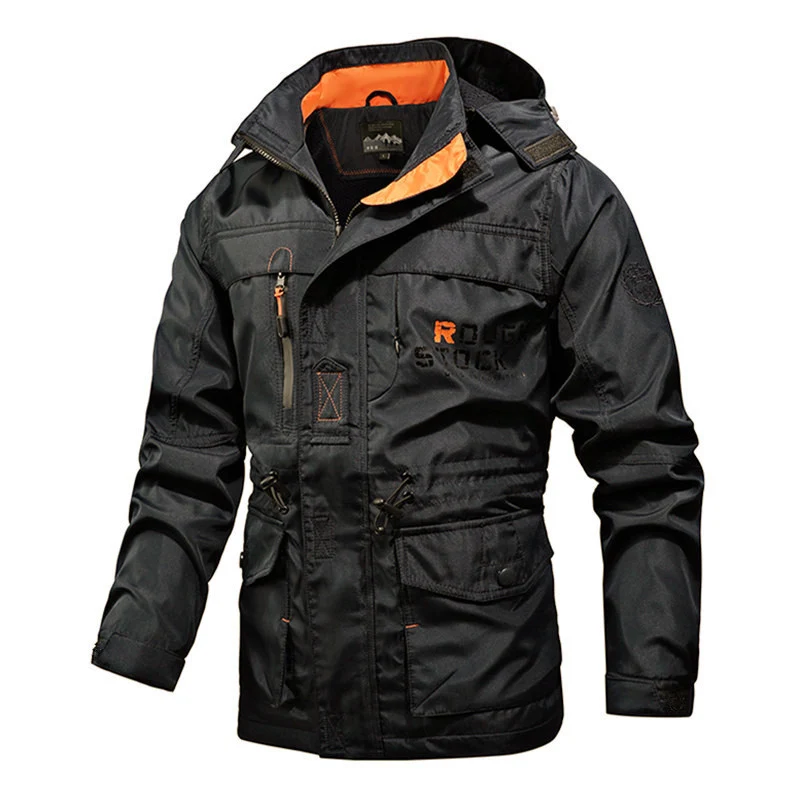 Herren Technische Fieldjacke mit Kapuze, Multifunktionstaschen und verstellbarem Taillenzug Nord Taschen