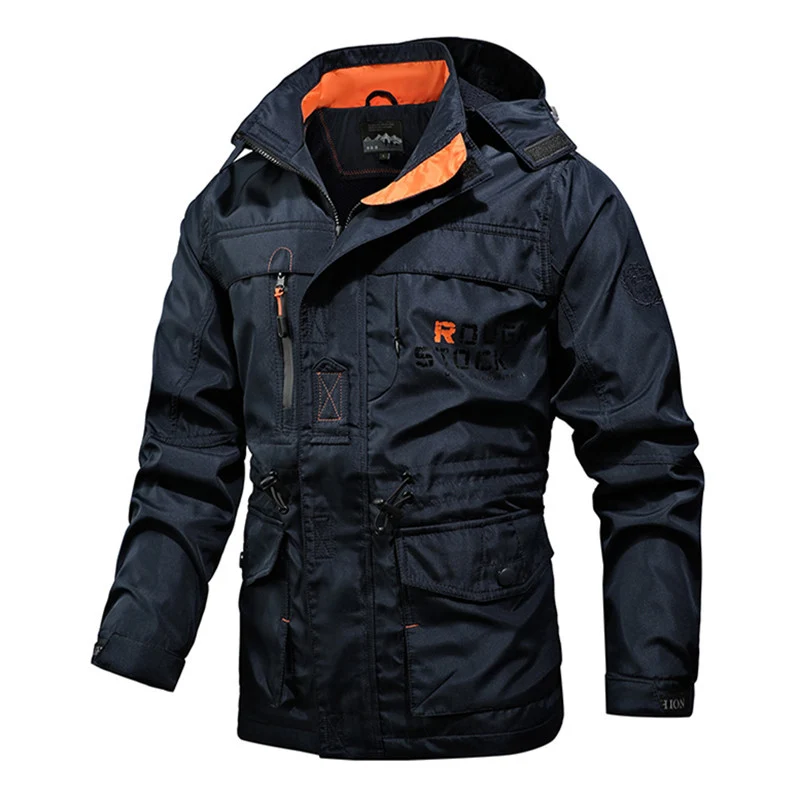 Herren Technische Fieldjacke mit Kapuze, Multifunktionstaschen und verstellbarem Taillenzug Nord Taschen