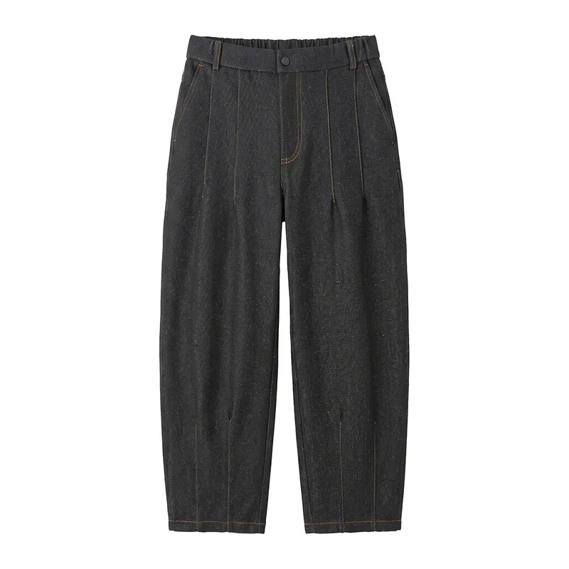 Damen Hochtaillierte Relaxed-Jeanshose mit Bundfalten, Teilungsnähten und elastischem Rückbund Nord Taschen
