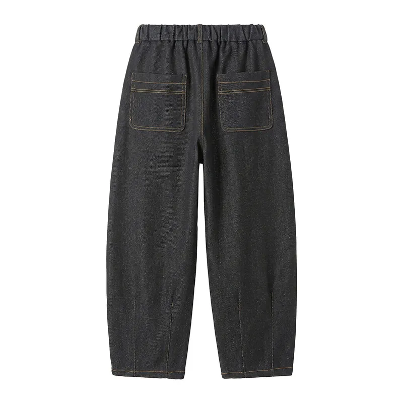 Damen Hochtaillierte Relaxed-Jeanshose mit Bundfalten, Teilungsnähten und elastischem Rückbund Nord Taschen