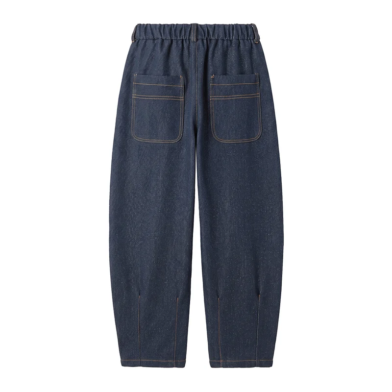 Damen Hochtaillierte Relaxed-Jeanshose mit Bundfalten, Teilungsnähten und elastischem Rückbund Nord Taschen