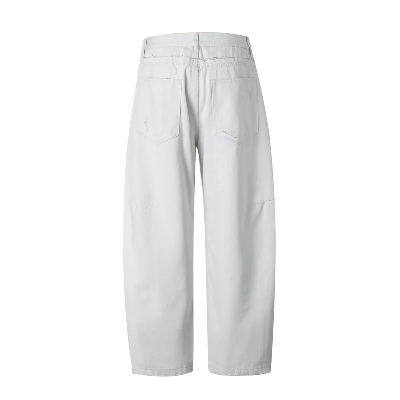Damen Hochtaillierte Relaxed-Fit-Jeans mit sichtbarer Knopfleiste und Cargo-Seitennähten Nord Taschen