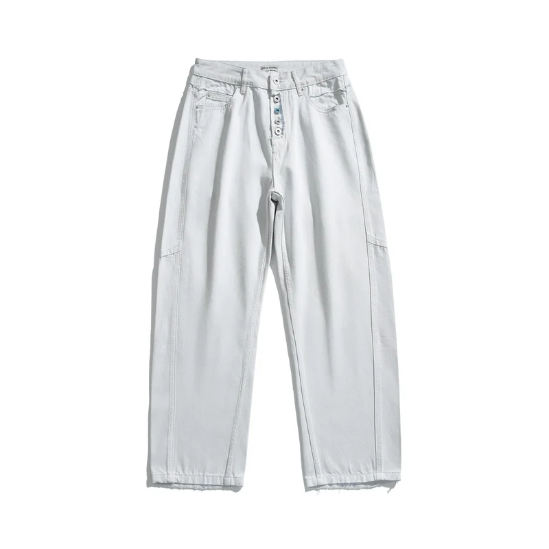 Damen Hochtaillierte Relaxed-Fit-Jeans mit sichtbarer Knopfleiste und Cargo-Seitennähten Nord Taschen