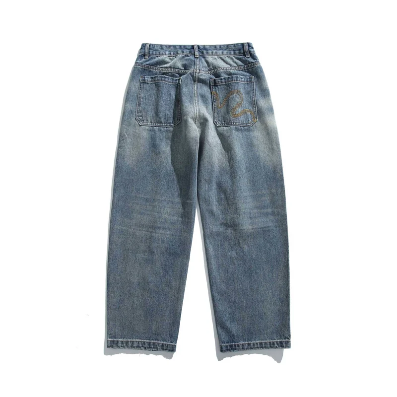 Damen Hochtaillierte lockere Jeans mit Used‑Effekt und Farb‑Splatter Nord Taschen