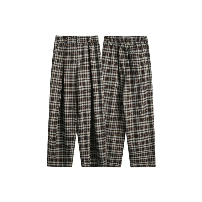 Damen Hochtaillierte Karierte Bundfalten‑Hose im weiten Culotte‑Schnitt Nord Taschen