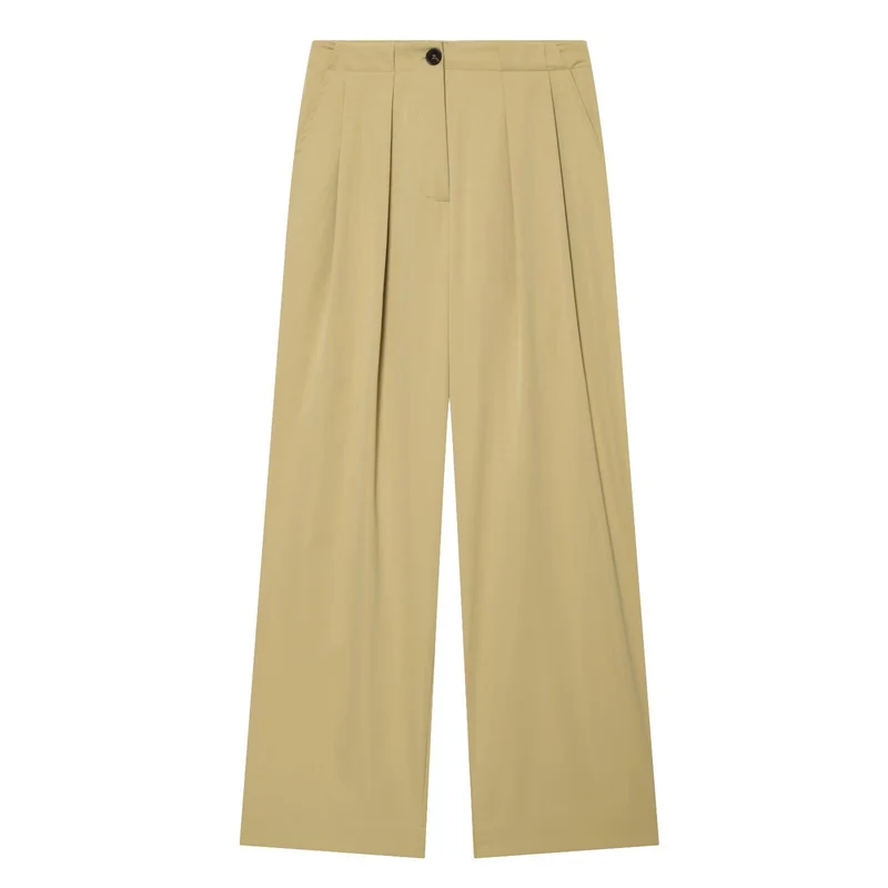 Damen weite hochtaillierte Bundfaltenhose mit weitem Bein Nord Taschen