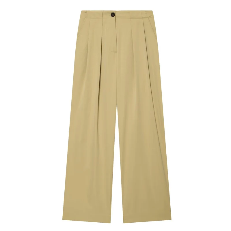 Damen weite hochtaillierte Bundfaltenhose mit weitem Bein Nord Taschen