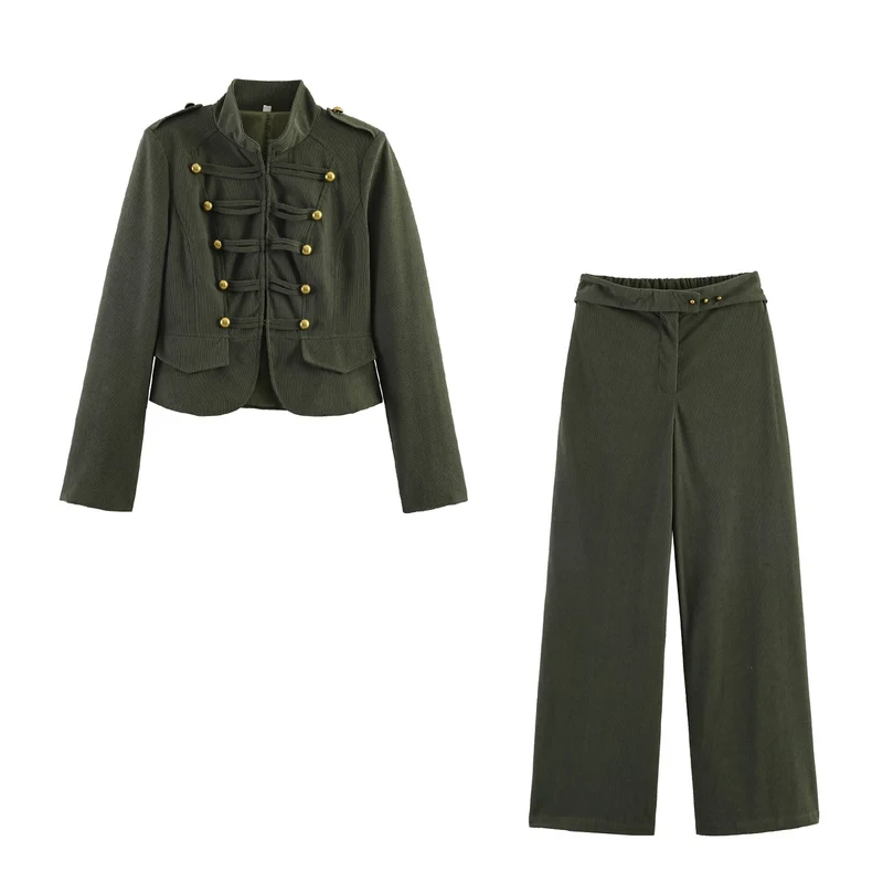 Damen Weite Highwaist‑Hose mit Umschlagbund und Cordoptik Nord Taschen