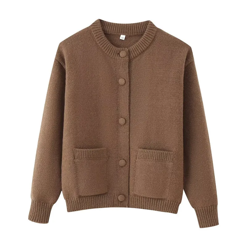 Damen Oversize-Strickcardigan mit Zierknöpfen und aufgesetzten Taschen Nord Taschen
