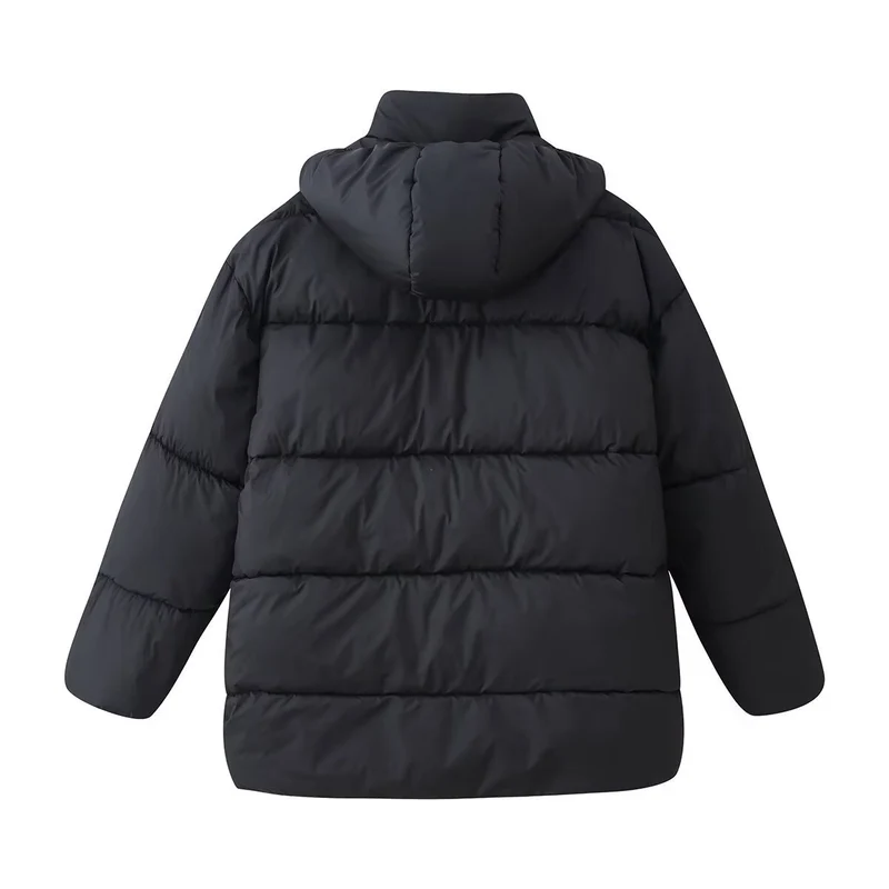 Damen Oversize-Steppmantel mit Kapuze und wattierter Thermofüllung Nord Taschen
