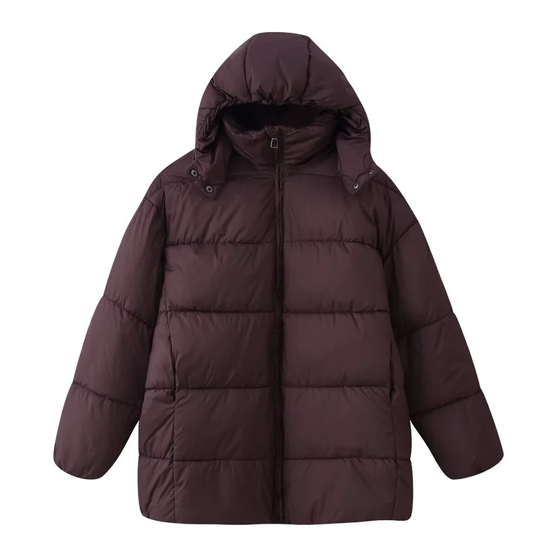 Damen Oversize-Steppmantel mit Kapuze und wattierter Thermofüllung Nord Taschen