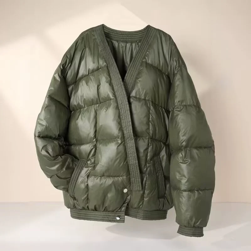 Damen Oversize Steppjacke mit Kimonoöffnung und gerippten Abschlüssen Nord Taschen