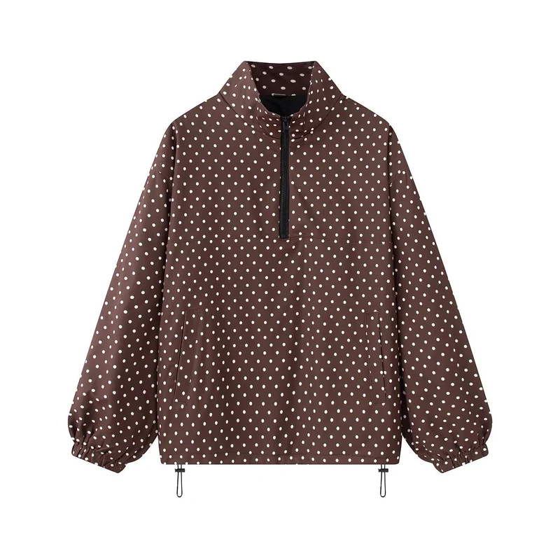 Damen Oversize Regenanorak mit Halbzip, Kängurutasche und Tunnelzugsaum Nord Taschen