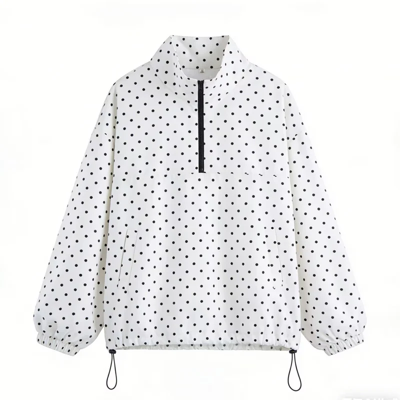 Damen Oversize Regenanorak mit Halbzip, Kängurutasche und Tunnelzugsaum Nord Taschen