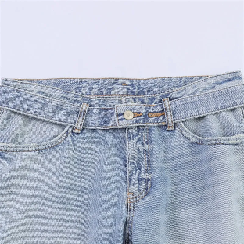 Damen Hochtaillierte weite Jeans-Culotte mit seitlichen Keileinsätzen Nord Taschen