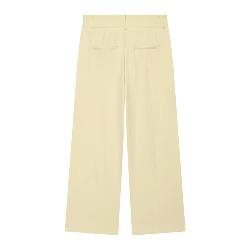 Damen Hochtaillierte weite Culotte-Hose mit Bügelfalte und Bundfalten Nord Taschen