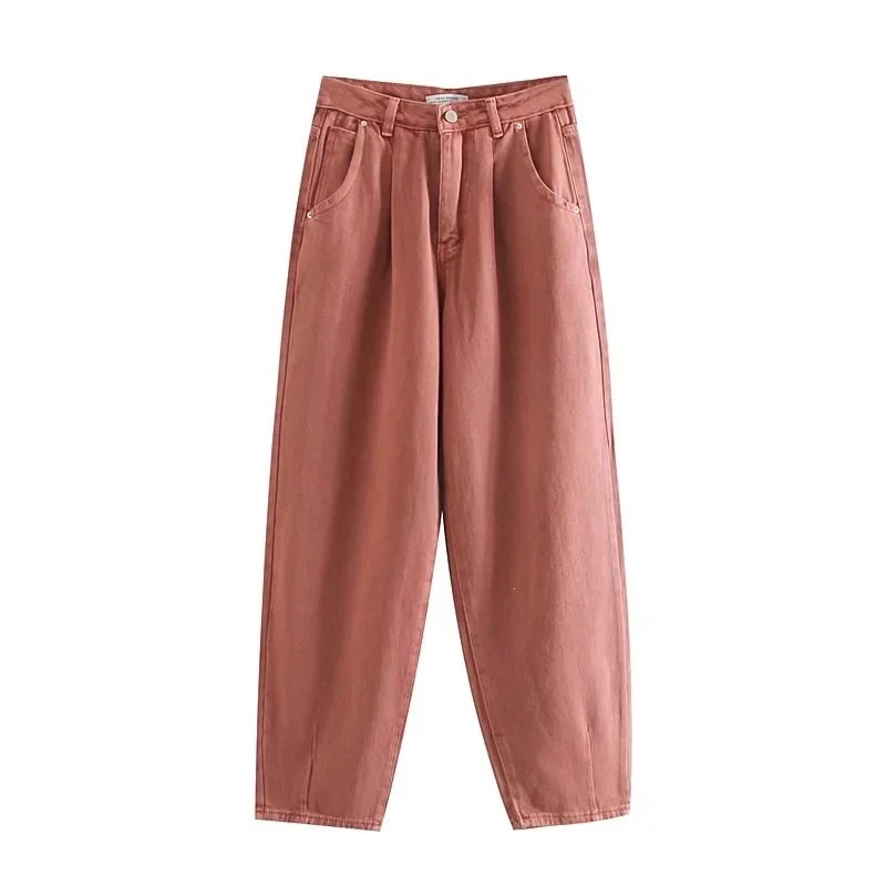 Damen Hochtaillierte Tapered‑Hose mit vorn gelegten Bundfalten und legerer Passform Nord Taschen