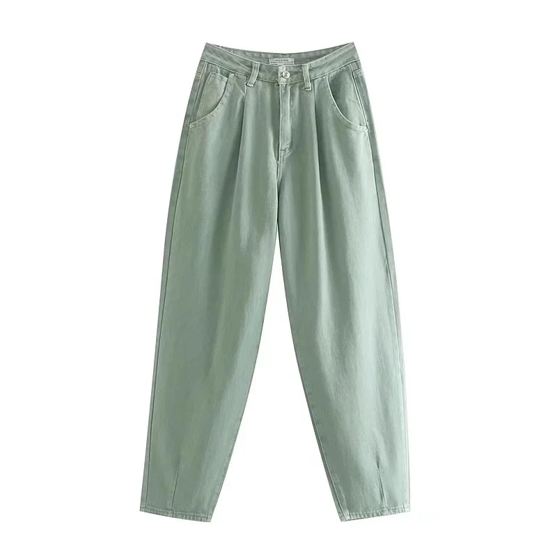 Damen Hochtaillierte Tapered‑Hose mit vorn gelegten Bundfalten und legerer Passform Nord Taschen