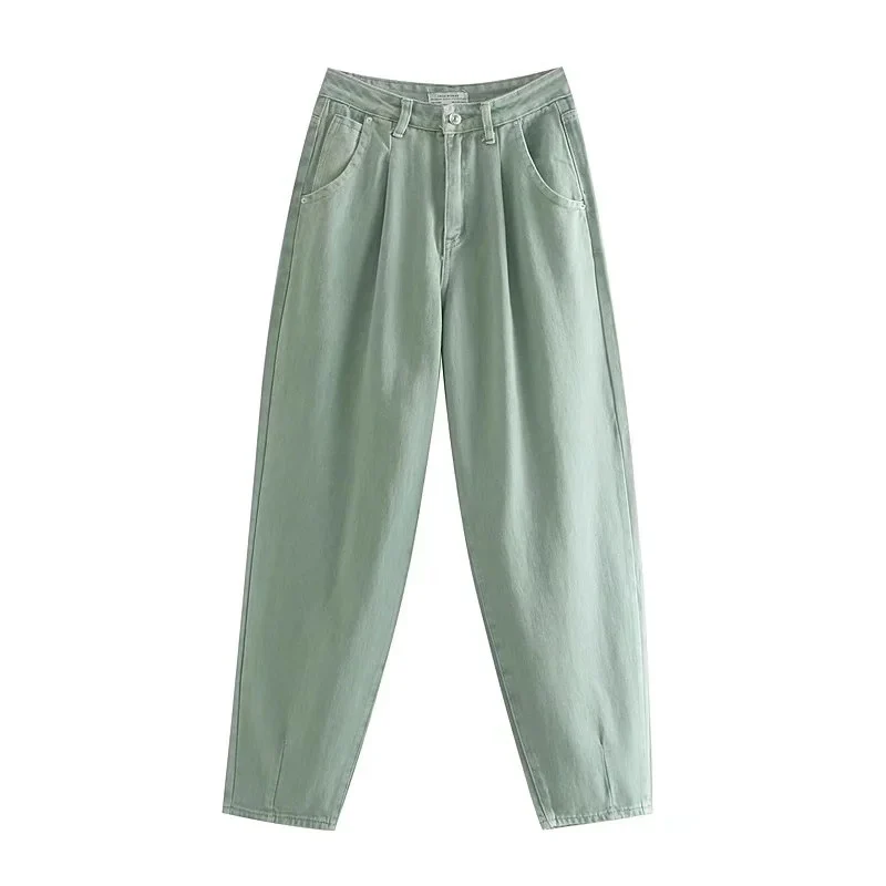 Damen Hochtaillierte Tapered‑Hose mit vorn gelegten Bundfalten und legerer Passform Nord Taschen