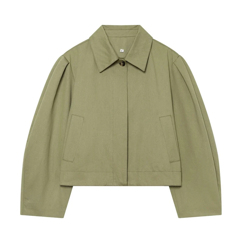 Damen Gekürzte Boxy-Utility-Jacke mit Kellerfalten und Pattentaschen Nord Taschen