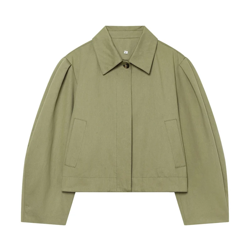 Damen Gekürzte Boxy-Utility-Jacke mit Kellerfalten und Pattentaschen Nord Taschen
