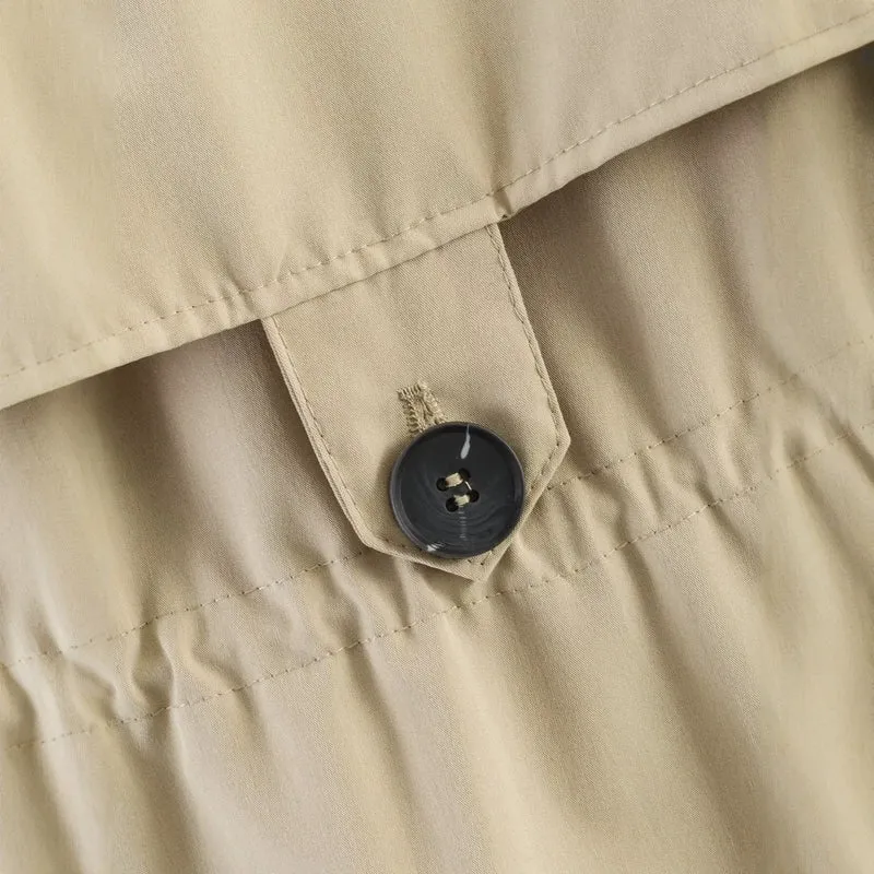 Damen Kurzjacke im Trenchstil mit Tunnelzugtaillierung und Karofutter Nord Taschen
