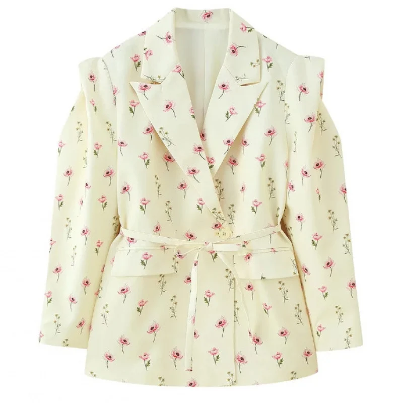 Damen Taillierter Blazer mit zarter Bindeband-Taille, betonter Schulterpartie und Pattentaschen Nord Taschen