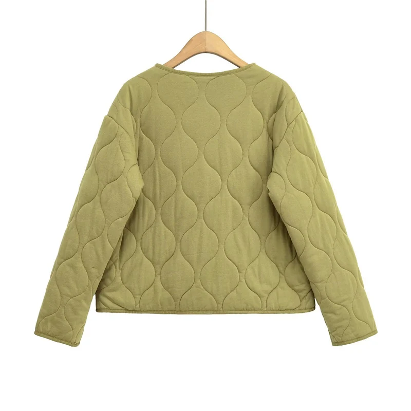 Damen Steppjacke ohne Kragen mit kastiger Silhouette und tonaler Wellensteppung Nord Taschen
