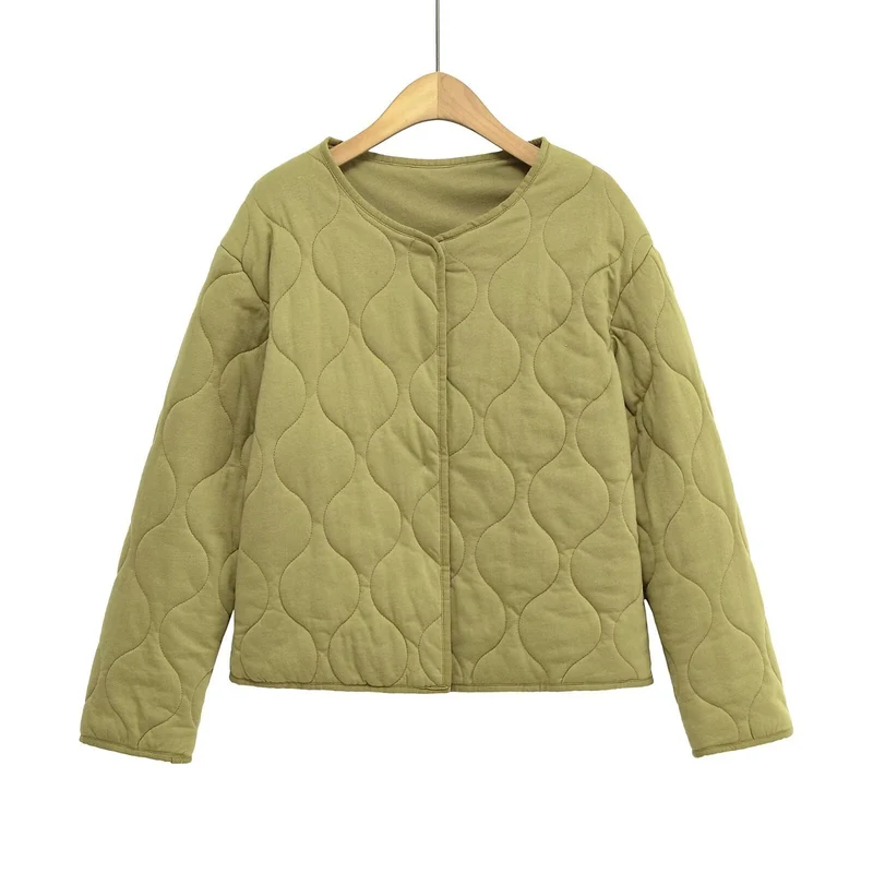 Damen Steppjacke ohne Kragen mit kastiger Silhouette und tonaler Wellensteppung Nord Taschen