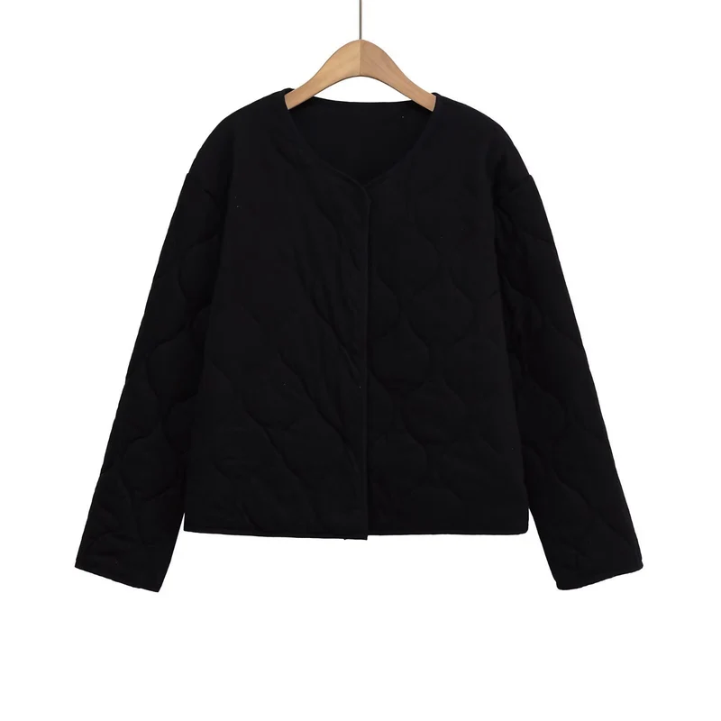 Damen Steppjacke ohne Kragen mit kastiger Silhouette und tonaler Wellensteppung Nord Taschen