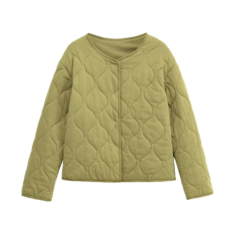 Damen Steppjacke ohne Kragen mit kastiger Silhouette und tonaler Wellensteppung Nord Taschen