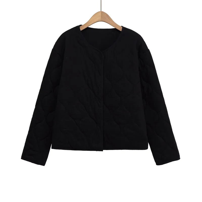 Damen Steppjacke ohne Kragen mit kastiger Silhouette und tonaler Wellensteppung Nord Taschen