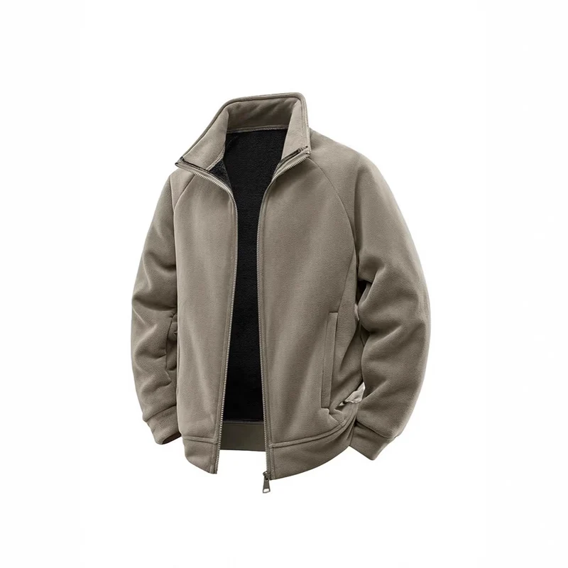 Herren Fleece-Thermojacke mit doppellagigem Teddy-Innenfutter und hohem Stehkragen Nord Taschen
