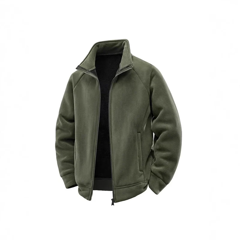 Herren Fleece-Thermojacke mit doppellagigem Teddy-Innenfutter und hohem Stehkragen Nord Taschen