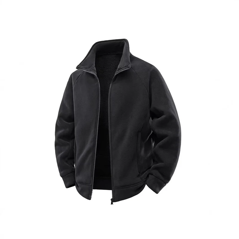 Herren Fleece-Thermojacke mit doppellagigem Teddy-Innenfutter und hohem Stehkragen Nord Taschen