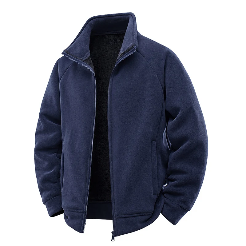 Herren Fleece-Thermojacke mit doppellagigem Teddy-Innenfutter und hohem Stehkragen Nord Taschen