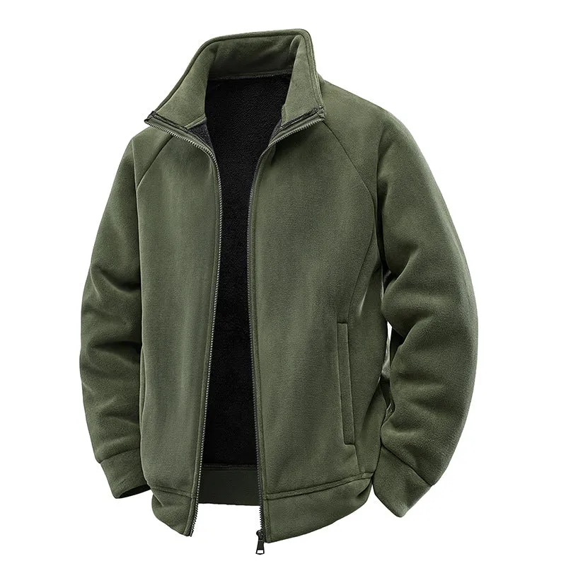 Herren Fleece-Thermojacke mit doppellagigem Teddy-Innenfutter und hohem Stehkragen Nord Taschen