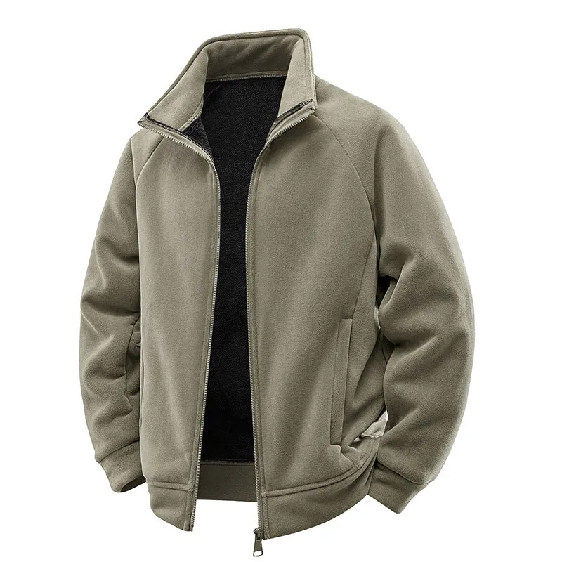 Herren Fleece-Thermojacke mit doppellagigem Teddy-Innenfutter und hohem Stehkragen Nord Taschen