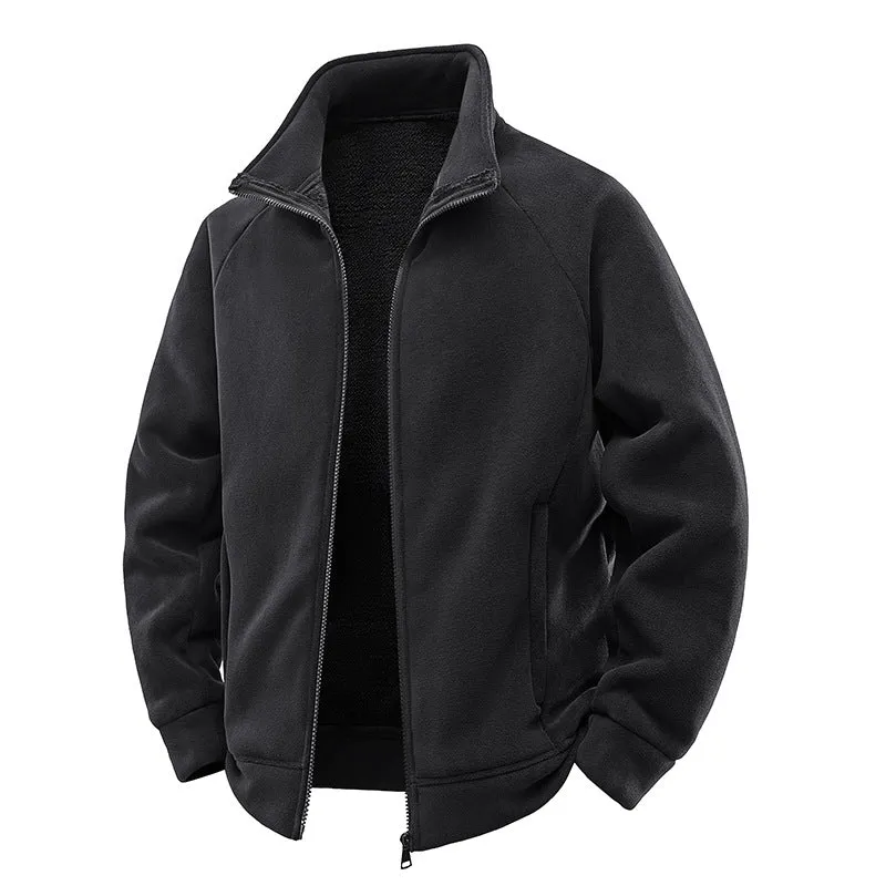 Herren Fleece-Thermojacke mit doppellagigem Teddy-Innenfutter und hohem Stehkragen Nord Taschen