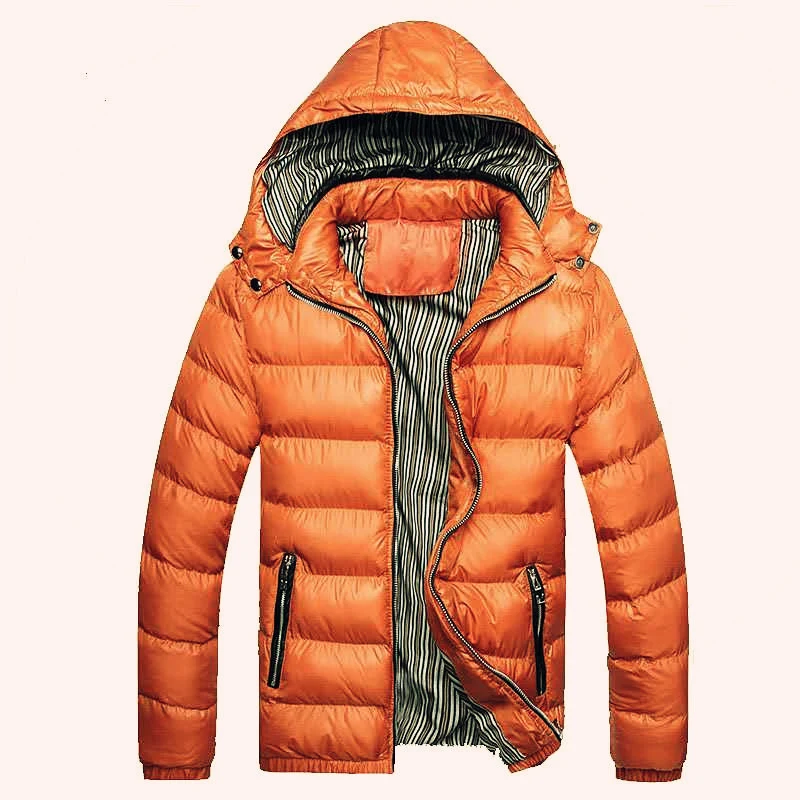 Herren Glänzende gesteppte Kapuzenjacke mit Thermo-Polsterung und gestreiftem Innenfutter Nord Taschen
