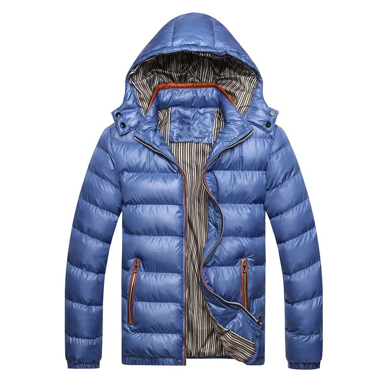 Herren Glänzende gesteppte Kapuzenjacke mit horizontaler Steppung und Kontrastreißverschlüssen Nord Taschen