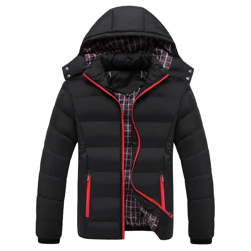 Herren Gesteppte Kapuzen-Steppjacke mit karierter Innenfütterung und Kontrastreißverschluss Nord Taschen