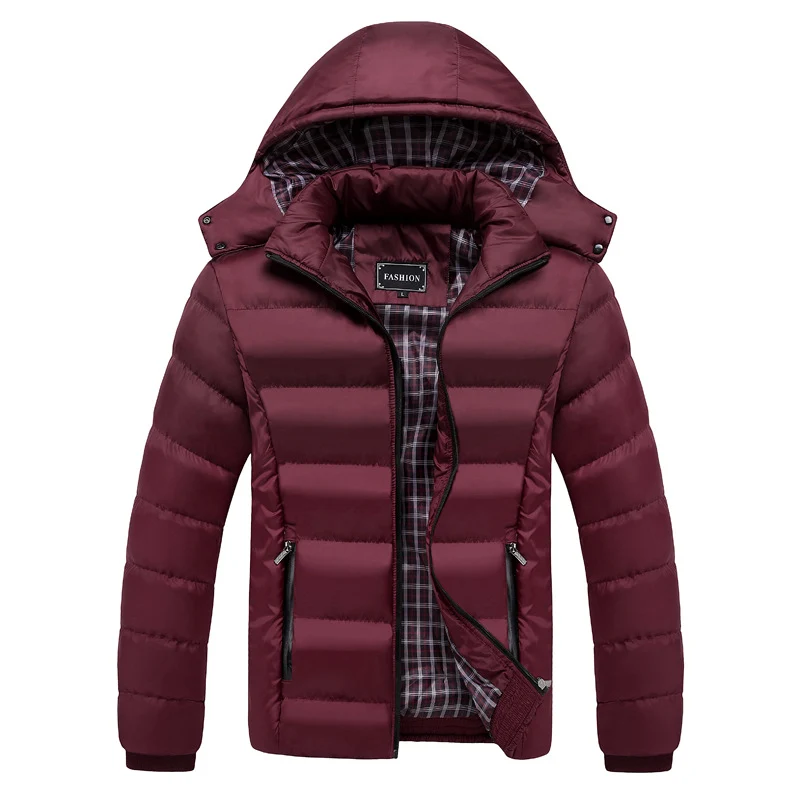 Herren Gesteppte Kapuzen-Steppjacke mit karierter Innenfütterung und Kontrastreißverschluss Nord Taschen